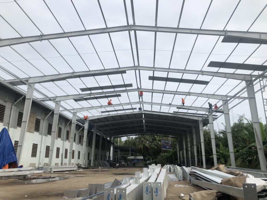 Thi công nhà xưởng nhà máy bao bì Minh Cường Bến Tre