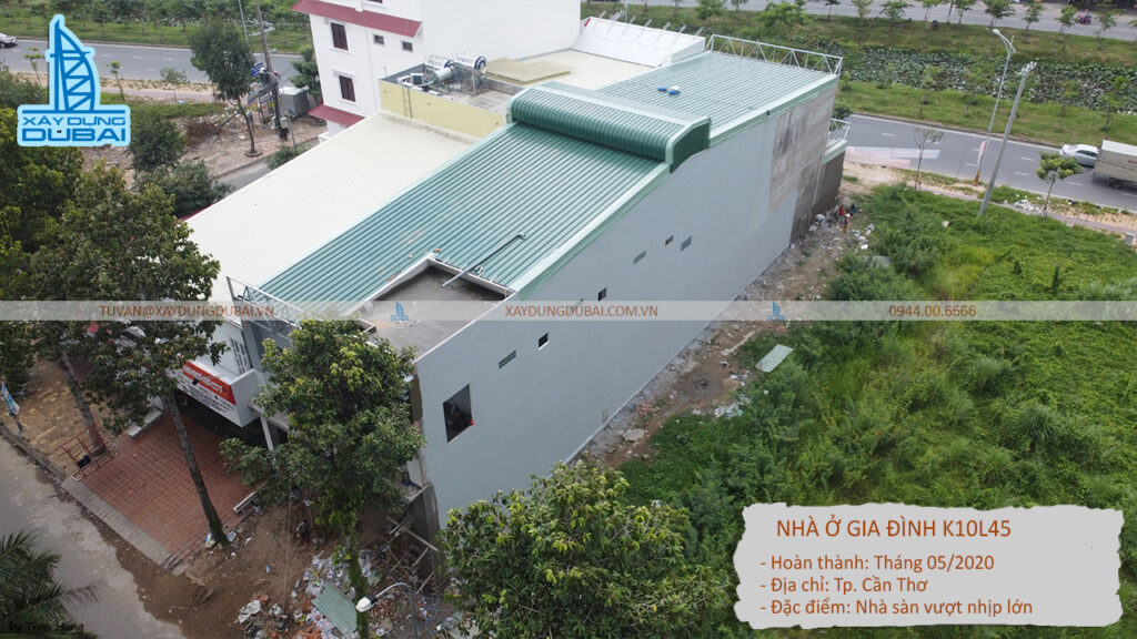 Nhà thép 2 tầng vượt nhịp 10m 15 5 nha o k10l48 can tho