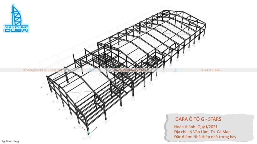 Bảng vẻ thiết kế nhà nhà xưởng gara ô tô Cà Mau