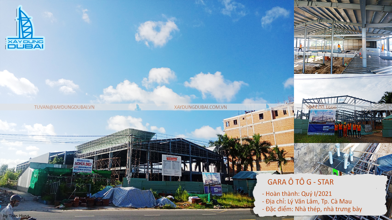 thi-cong-nha-thep-gara-oto-camau-4 Khung nhà thép tiền chế Gara Oto Cà Mau