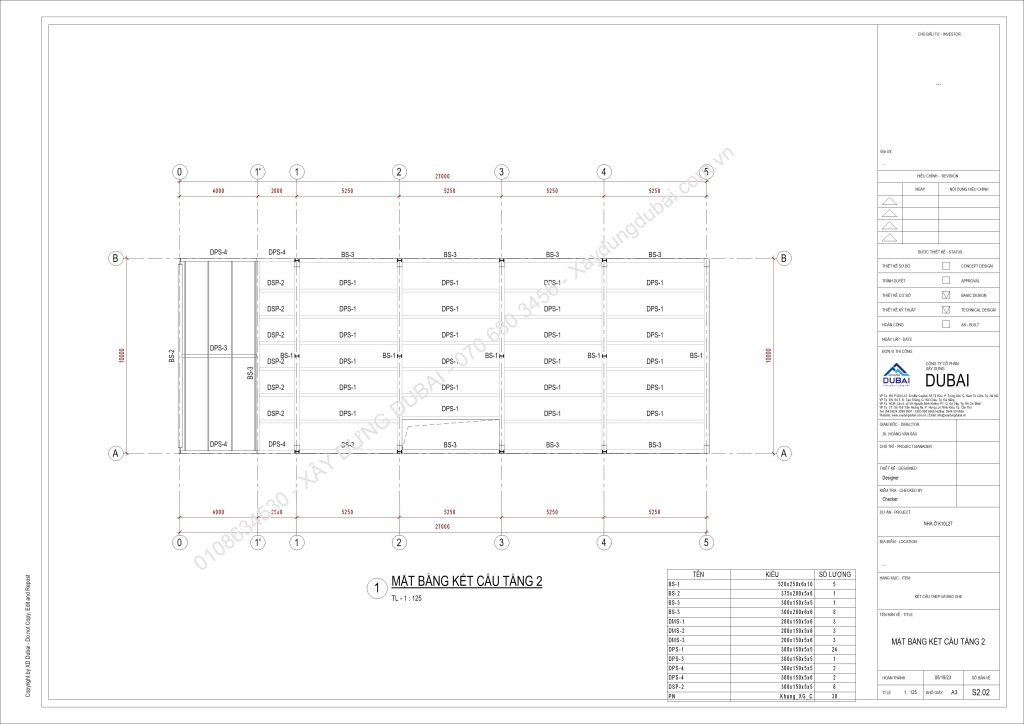 Kết cấu thép nhà dân dụng miễn phí 12 NO K10L27 CM D1805 23 Sheet S2 02 MAT BANG KET CAU TANG 2