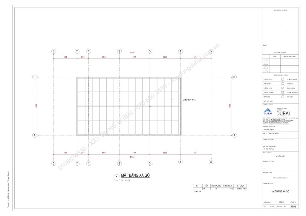 Kết cấu thép nhà dân dụng miễn phí 13 NO K10L27 CM D1805 23 Sheet S3 02 MAT BANG XA GO