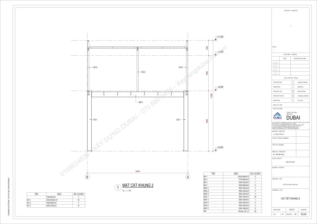 Kết cấu thép nhà dân dụng miễn phí 15 NO K10L27 CM D1805 23 Sheet S3 04 CHI TIET KHUNG 2