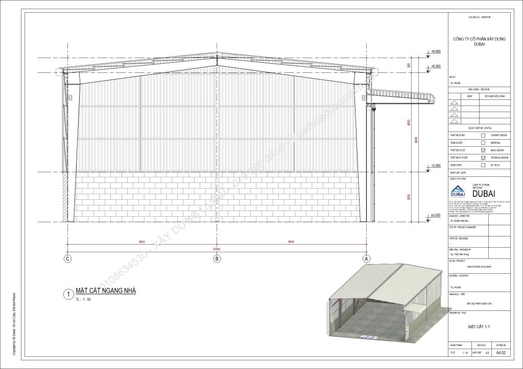 HỒ SƠ THIẾT KẾ NHÀ XƯỞNG RỘNG 12M DÀI 40M CAO 6M MIỄN PHÍ! 10 NX K12L40H6 Sheet A4 02 MAT CAT 1 1