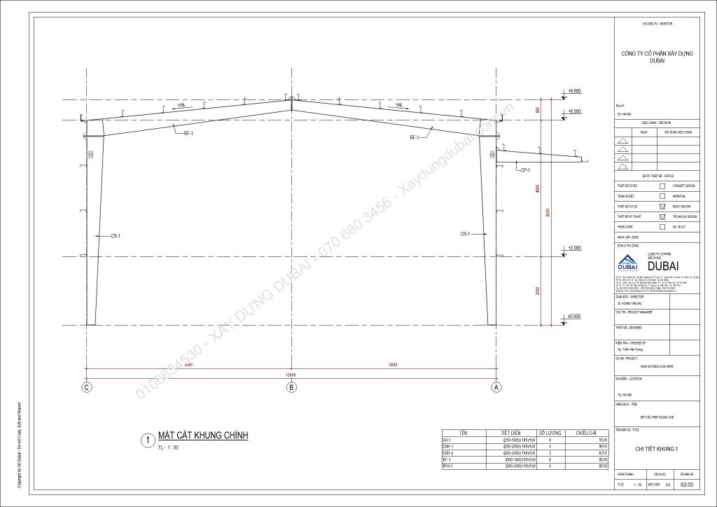HỒ SƠ THIẾT KẾ NHÀ XƯỞNG RỘNG 12M DÀI 40M CAO 6M MIỄN PHÍ! 12 NX K12L40H6 Sheet S3 03 CHI TIET KHUNG 1