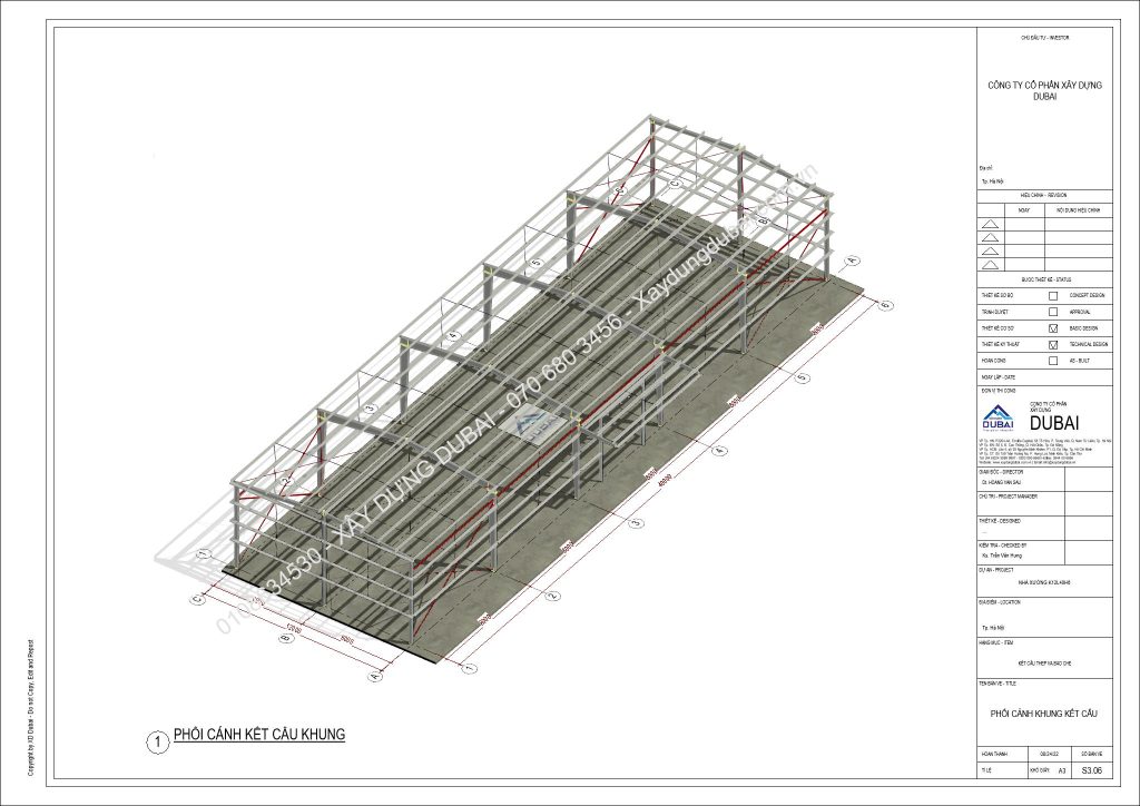 HỒ SƠ THIẾT KẾ NHÀ XƯỞNG RỘNG 12M DÀI 40M CAO 6M MIỄN PHÍ! 15 NX K12L40H6 Sheet S3 06 PHOI CANH KHUNG KET CAU