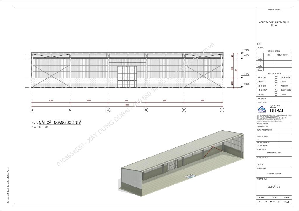 HỒ SƠ THIẾT KẾ NHÀ XƯỞNG RỘNG 15M DÀI 40M CAO 6M MIỄN PHÍ! 11 NX K15L40H6 Sheet A4 03 MAT CAT 2 2
