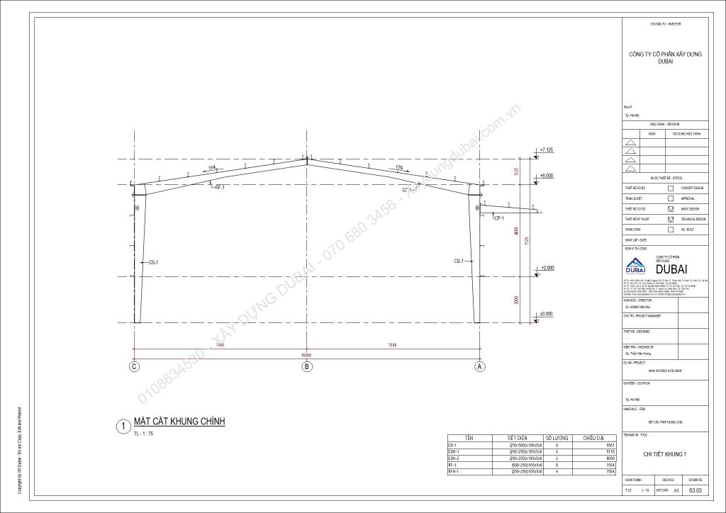 HỒ SƠ THIẾT KẾ NHÀ XƯỞNG RỘNG 15M DÀI 40M CAO 6M MIỄN PHÍ! 12 NX K15L40H6 Sheet S3 03 CHI TIET KHUNG 1