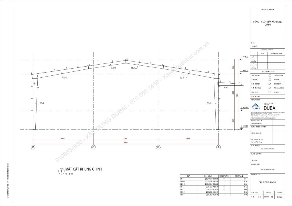 HỒ SƠ THIẾT KẾ NHÀ XƯỞNG RỘNG 20M DÀI 40M CAO 6M MIỄN PHÍ! 12 NX K20L40H6 Sheet S3 03 CHI TIET KHUNG 1