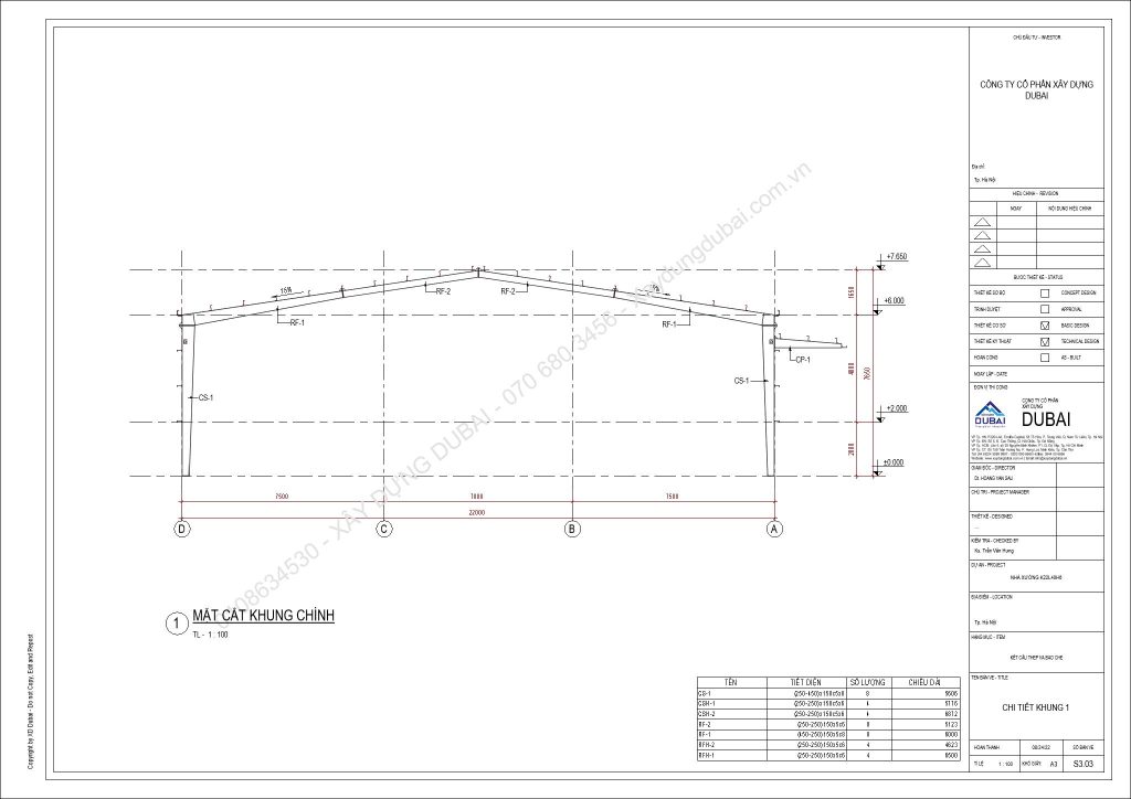 Hồ sơ thiết kế nhà xưởng rộng 22m dài 40m cao 6m miễn phí! 12 NX K22L40H6 Sheet S3 03 CHI TIET KHUNG 1