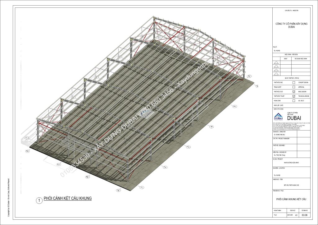 Hồ sơ thiết kế nhà xưởng rộng 22m dài 40m cao 6m miễn phí! 15 NX K22L40H6 Sheet S3 06 PHOI CANH KHUNG KET CAU