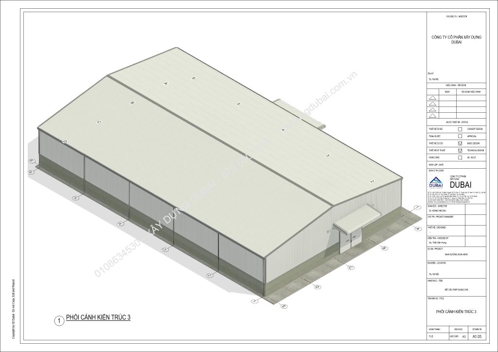Hồ sơ thiết kế nhà xưởng rộng 24m dài 40m cao 6m miễn phí! 12 NX K24L40H6 Sheet A1 03 PHOI CANH KIEN TRUC 3