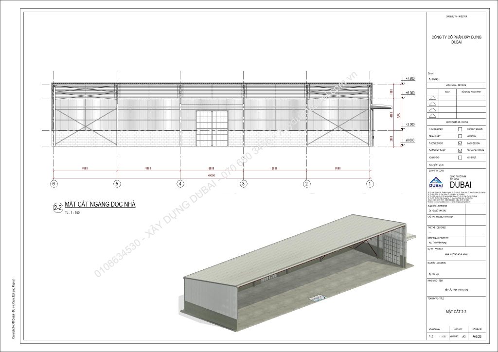 Hồ sơ thiết kế nhà xưởng rộng 24m dài 40m cao 6m miễn phí! 14 NX K24L40H6 Sheet A4 03 MAT CAT 2 2