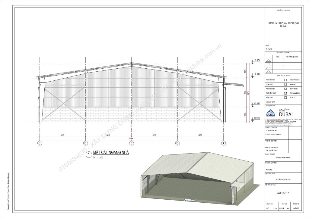 HỒ SƠ THIẾT KẾ NHÀ XƯỞNG RỘNG 25M DÀI 40M CAO 6M MIỄN PHÍ! 10 NX K25L40H6 Sheet A4 02 MAT CAT 1 1