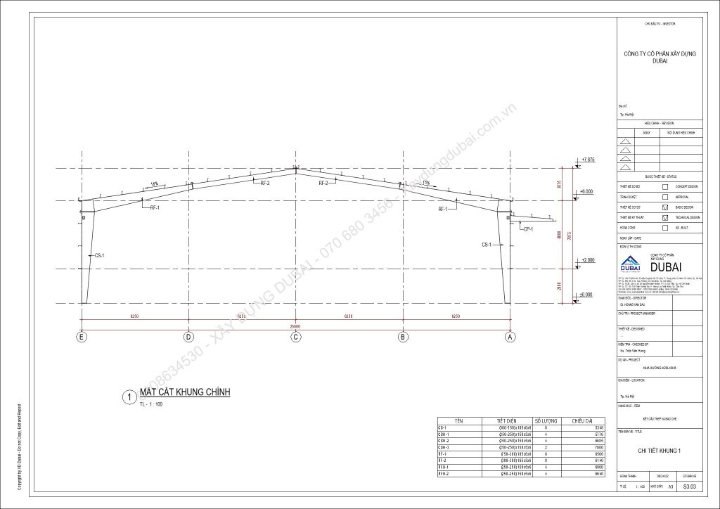 HỒ SƠ THIẾT KẾ NHÀ XƯỞNG RỘNG 25M DÀI 40M CAO 6M MIỄN PHÍ! 12 NX K25L40H6 Sheet S3 03 CHI TIET KHUNG 1