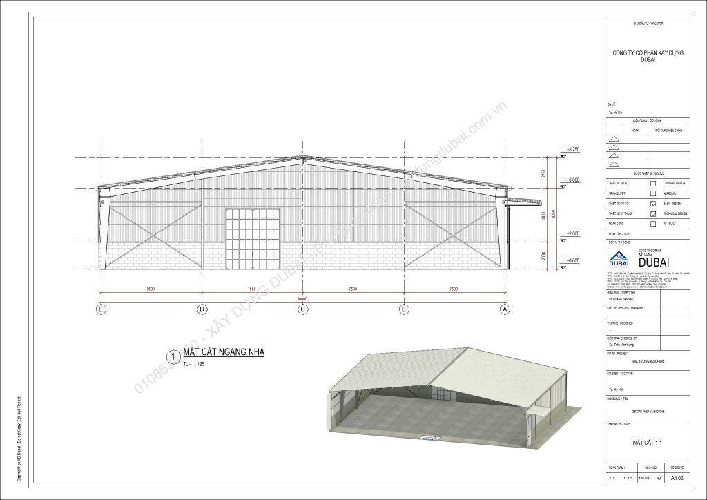 HỒ SƠ THIẾT KẾ NHÀ XƯỞNG RỘNG 30M DÀI 40M CAO 6M MIỄN PHÍ! 10 NX K30L40H6 Sheet A4 02 MAT CAT 1 1