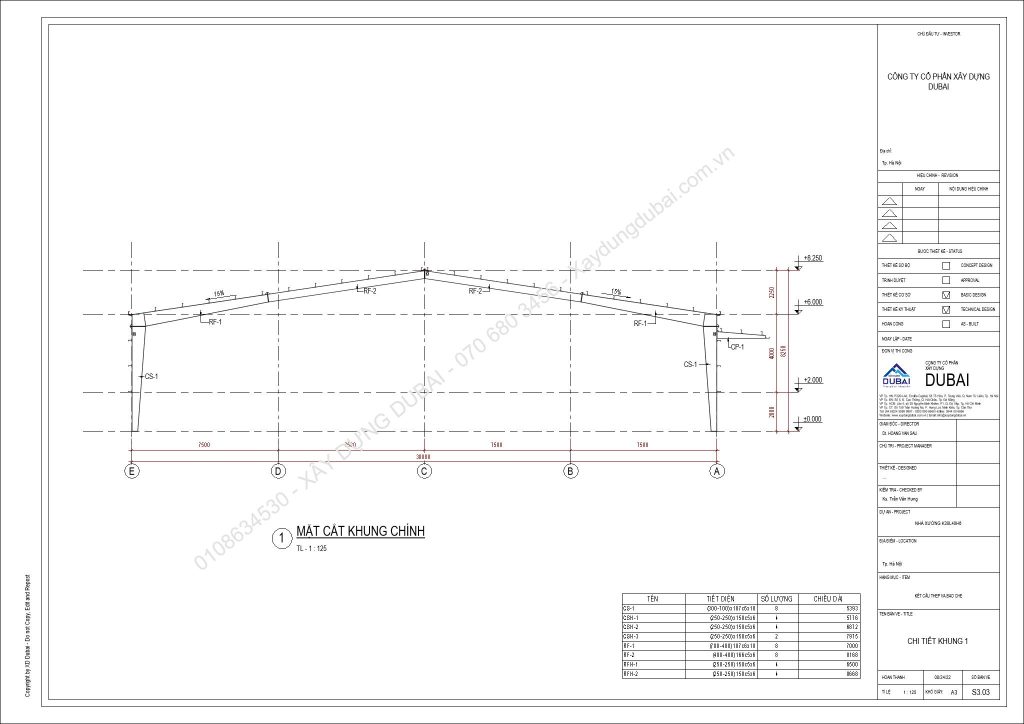 HỒ SƠ THIẾT KẾ NHÀ XƯỞNG RỘNG 30M DÀI 40M CAO 6M MIỄN PHÍ! 12 NX K30L40H6 Sheet S3 03 CHI TIET KHUNG 1