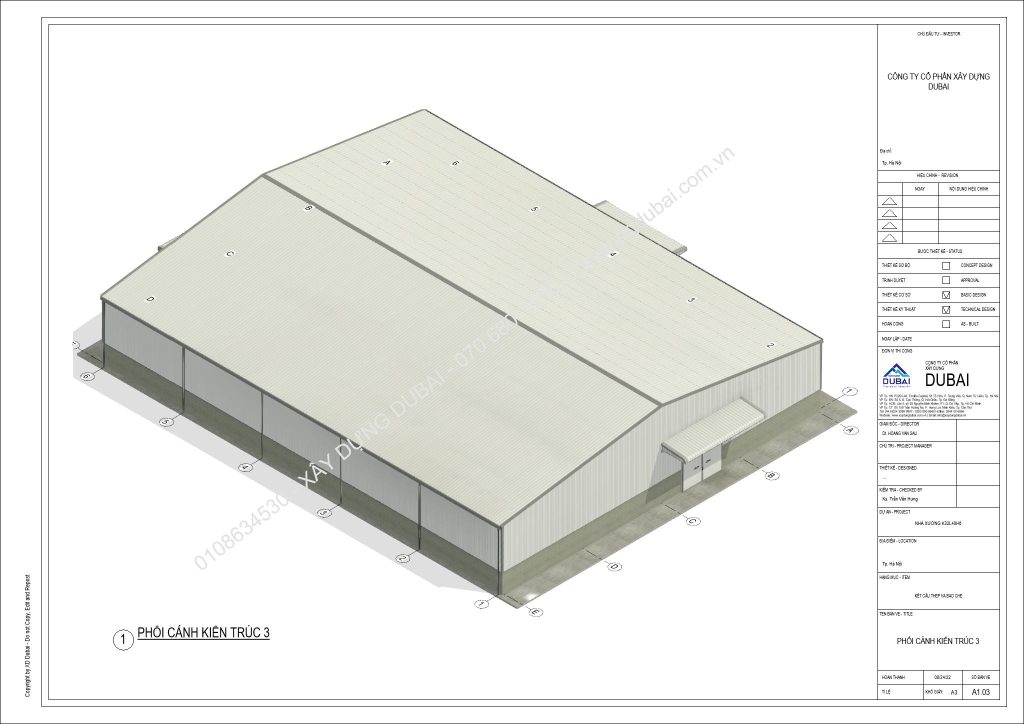 HỒ SƠ THIẾT KẾ NHÀ XƯỞNG RỘNG 32M DÀI 40M CAO 6M MIỄN PHÍ! 9 NX K32L40H6 Sheet A1 03 PHOI CANH KIEN TRUC 3