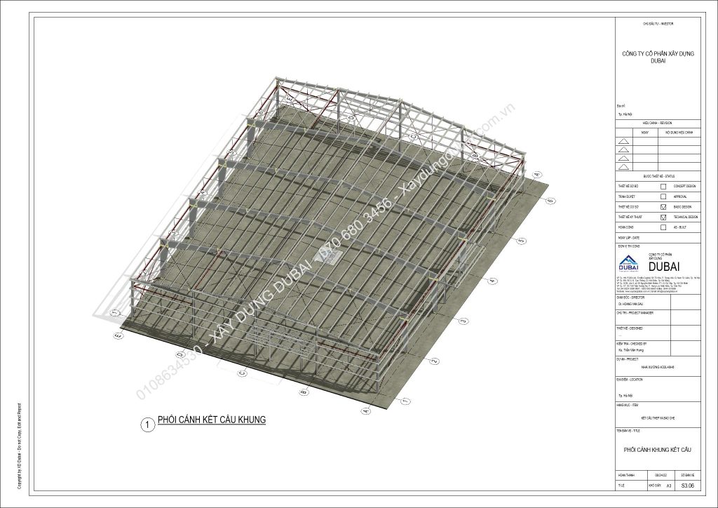 HỒ SƠ THIẾT KẾ NHÀ XƯỞNG RỘNG 32M DÀI 40M CAO 6M MIỄN PHÍ! 15 NX K32L40H6 Sheet S3 06 PHOI CANH KHUNG KET CAU