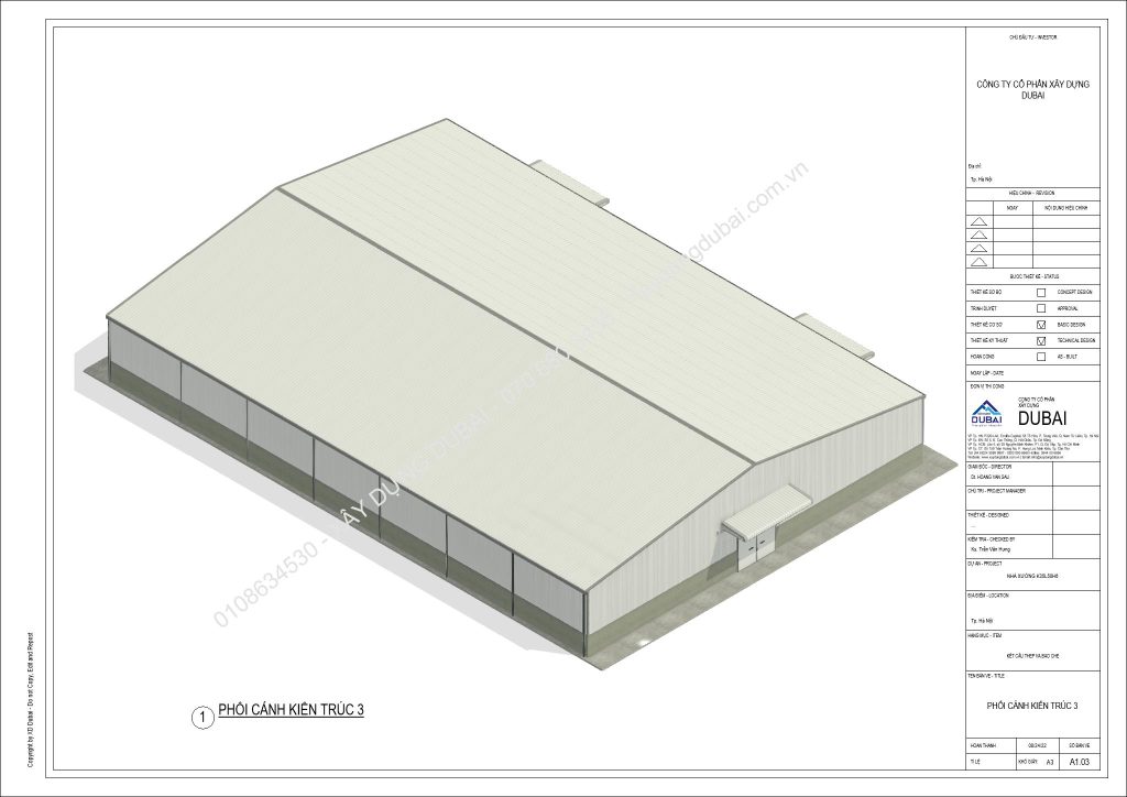 HỒ SƠ THIẾT KẾ NHÀ XƯỞNG RỘNG 35M DÀI 50M CAO 6M MIỄN PHÍ! 9 NX K35L50H6 Sheet A1 03 PHOI CANH KIEN TRUC 3