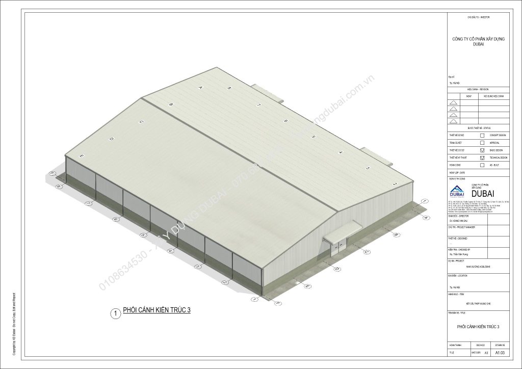 HỒ SƠ THIẾT KẾ NHÀ XƯỞNG RỘNG 38M DÀI 50M CAO 6M MIỄN PHÍ! 9 NX K38L50H6 Sheet A1 03 PHOI CANH KIEN TRUC 3