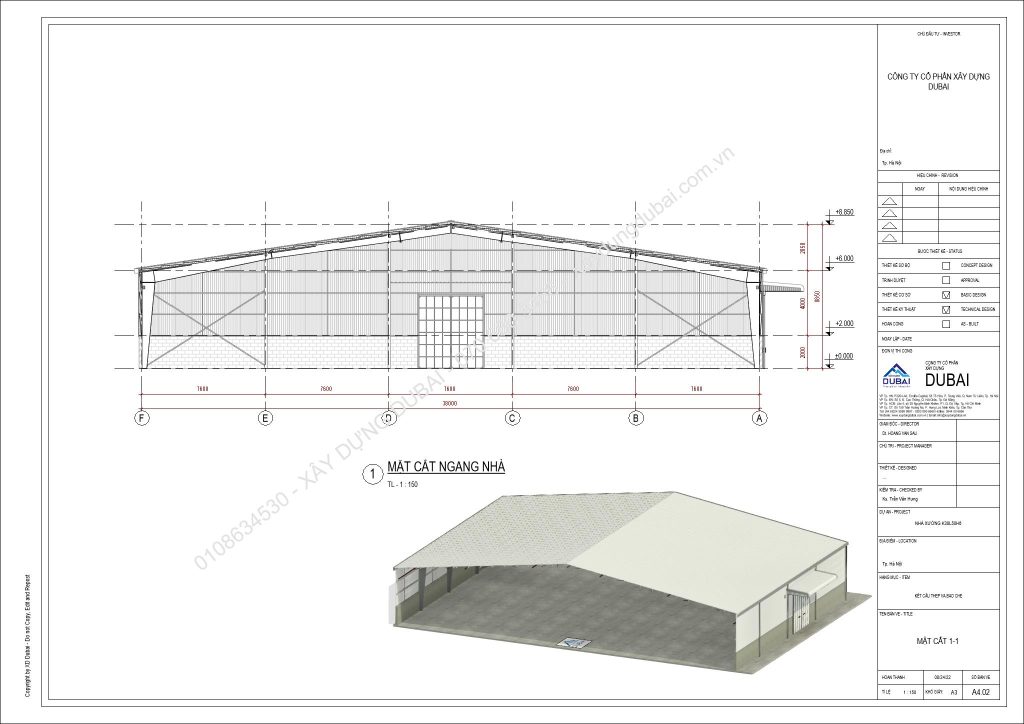 HỒ SƠ THIẾT KẾ NHÀ XƯỞNG RỘNG 38M DÀI 50M CAO 6M MIỄN PHÍ! 10 NX K38L50H6 Sheet A4 02 MAT CAT 1 1
