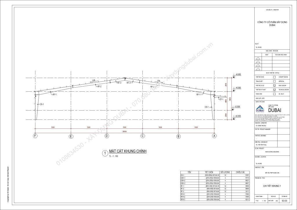 HỒ SƠ THIẾT KẾ NHÀ XƯỞNG RỘNG 38M DÀI 50M CAO 6M MIỄN PHÍ! 12 NX K38L50H6 Sheet S3 03 CHI TIET KHUNG 1