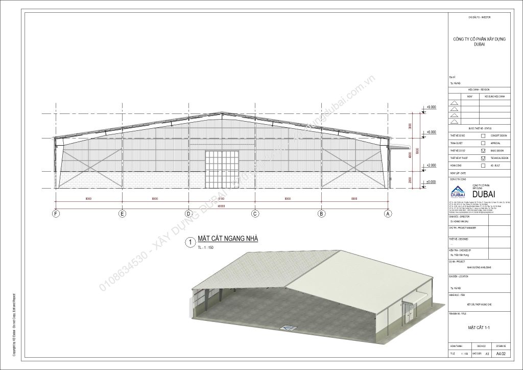 HỒ SƠ THIẾT KẾ NHÀ XƯỞNG RỘNG 40M DÀI 50M CAO 6M MIỄN PHÍ! 10 NX K40L50H6 Sheet A4 02 MAT CAT 1 1