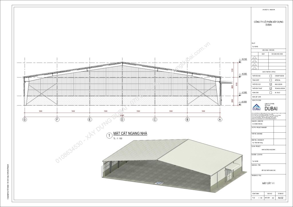 HỒ SƠ THIẾT KẾ NHÀ XƯỞNG RỘNG 42M DÀI 50M CAO 6M MIỄN PHÍ! 10 NX K42L50H6 Sheet A4 02 MAT CAT 1 1