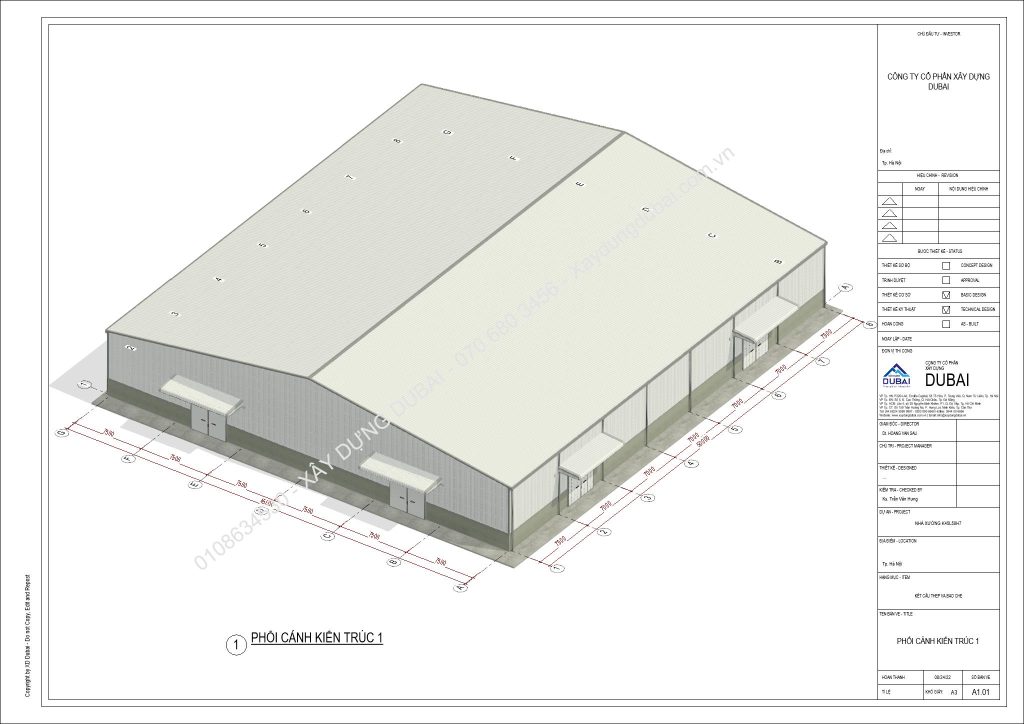 HỒ SƠ THIẾT KẾ NHÀ XƯỞNG RỘNG 45M DÀI 50M CAO 7M MIỄN PHÍ! 7 Nhà xưởng rộng 45m