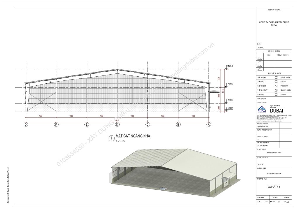 HỒ SƠ THIẾT KẾ NHÀ XƯỞNG RỘNG 45M DÀI 50M CAO 7M MIỄN PHÍ! 10 NX K45L50H7 Sheet A4 02 MAT CAT 1 1