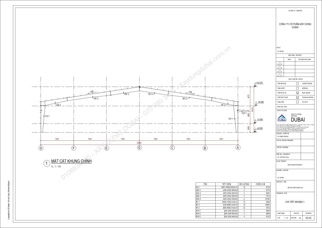 HỒ SƠ THIẾT KẾ NHÀ XƯỞNG RỘNG 45M DÀI 50M CAO 7M MIỄN PHÍ! 12 NX K45L50H7 Sheet S3 03 CHI TIET KHUNG 1