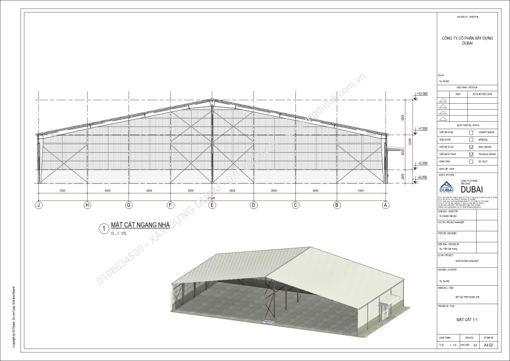 HỒ SƠ THIẾT KẾ NHÀ XƯỞNG RỘNG 50M DÀI 50M CAO 7M MIỄN PHÍ! 10 NX K50L50H7 Sheet A4 02 MAT CAT 1 1