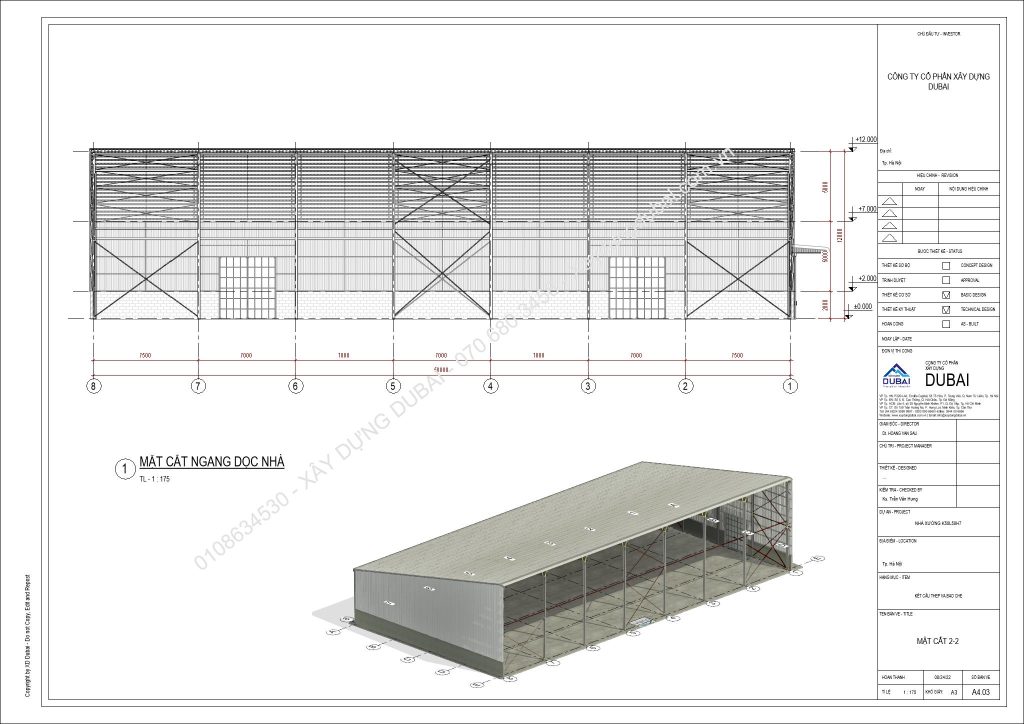 HỒ SƠ THIẾT KẾ NHÀ XƯỞNG RỘNG 50M DÀI 50M CAO 7M MIỄN PHÍ! 11 NX K50L50H7 Sheet A4 03 MAT CAT 2 2