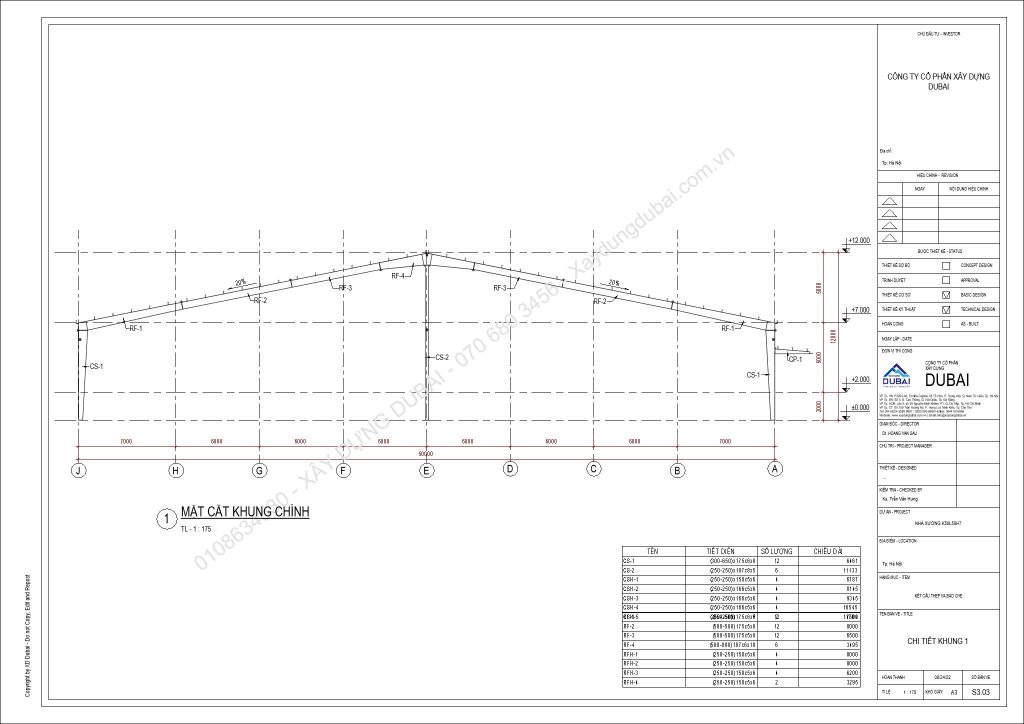 HỒ SƠ THIẾT KẾ NHÀ XƯỞNG RỘNG 50M DÀI 50M CAO 7M MIỄN PHÍ! 12 NX K50L50H7 Sheet S3 03 CHI TIET KHUNG 1