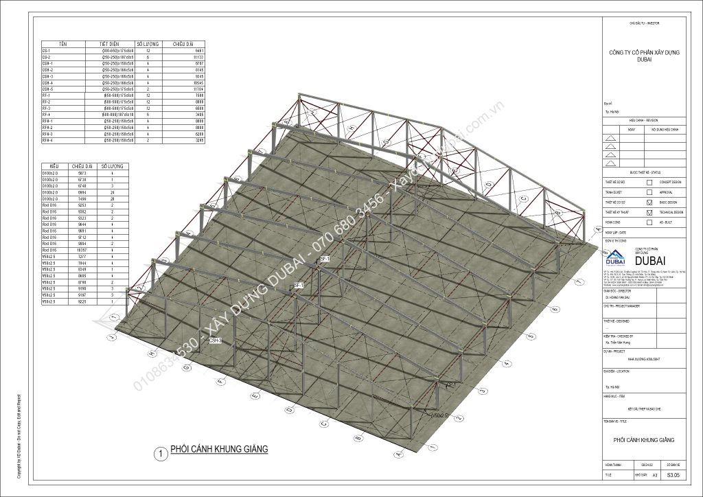 HỒ SƠ THIẾT KẾ NHÀ XƯỞNG RỘNG 50M DÀI 50M CAO 7M MIỄN PHÍ! 14 NX K50L50H7 Sheet S3 05 PHOI CANH KHUNG GIANG