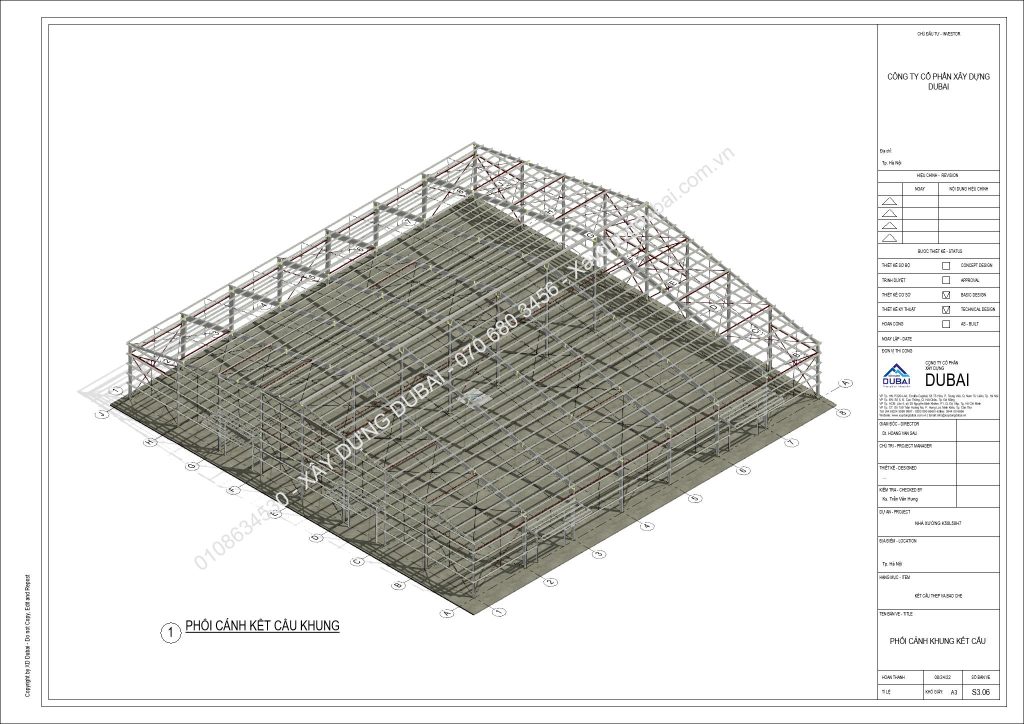 HỒ SƠ THIẾT KẾ NHÀ XƯỞNG RỘNG 50M DÀI 50M CAO 7M MIỄN PHÍ! 15 NX K50L50H7 Sheet S3 06 PHOI CANH KHUNG KET CAU