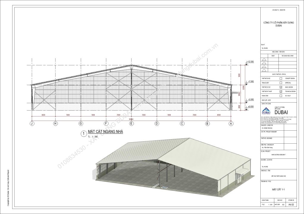 HỒ SƠ THIẾT KẾ NHÀ XƯỞNG RỘNG 55M DÀI 60M CAO 7M MIỄN PHÍ! 10 NX K55L60H7 Sheet A4 02 MAT CAT 1 1