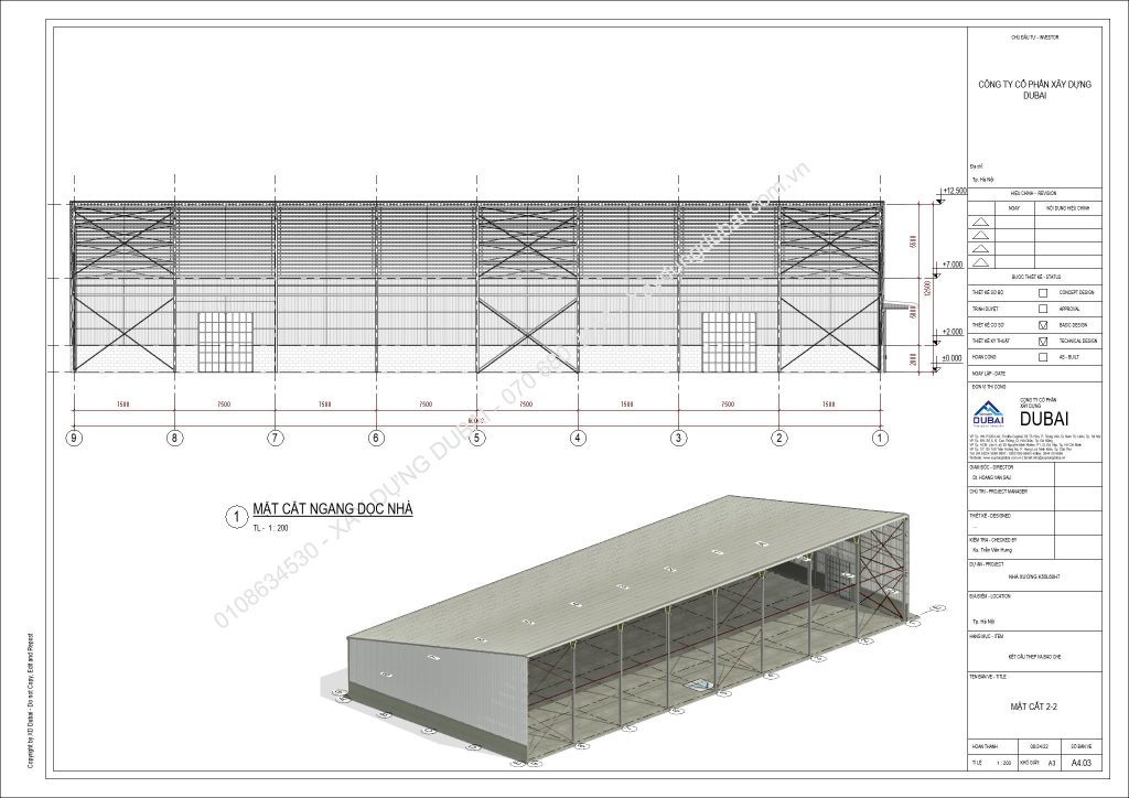HỒ SƠ THIẾT KẾ NHÀ XƯỞNG RỘNG 55M DÀI 60M CAO 7M MIỄN PHÍ! 11 NX K55L60H7 Sheet A4 03 MAT CAT 2 2