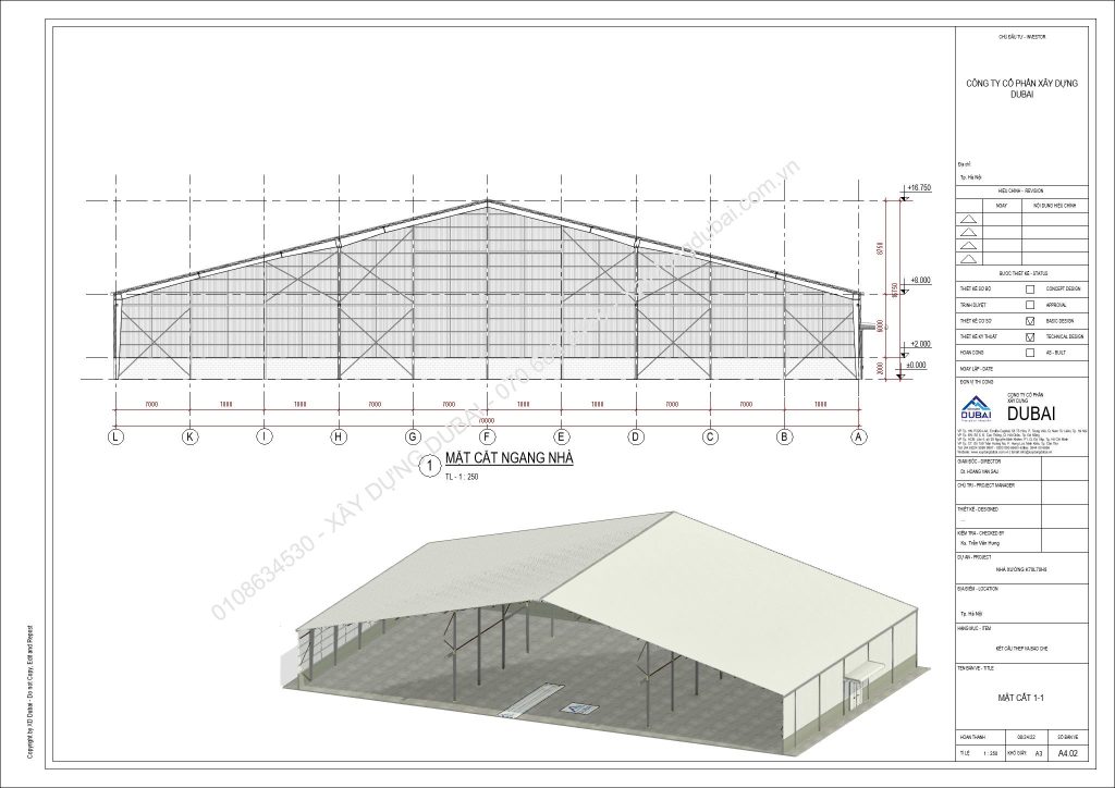 HỒ SƠ THIẾT KẾ NHÀ XƯỞNG RỘNG 70M DÀI 70M CAO 8M MIỄN PHÍ! 10 NX K70L70H8 Sheet A4 02 MAT CAT 1 1