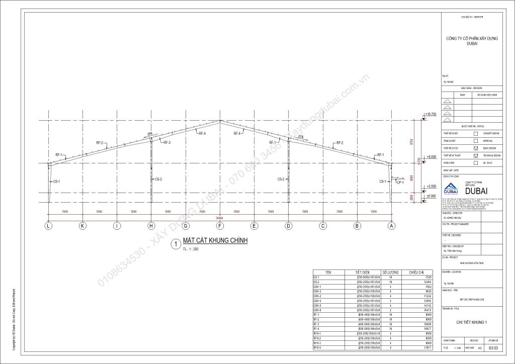 HỒ SƠ THIẾT KẾ NHÀ XƯỞNG RỘNG 70M DÀI 70M CAO 8M MIỄN PHÍ! 12 NX K70L70H8 Sheet S3 03 CHI TIET KHUNG 1