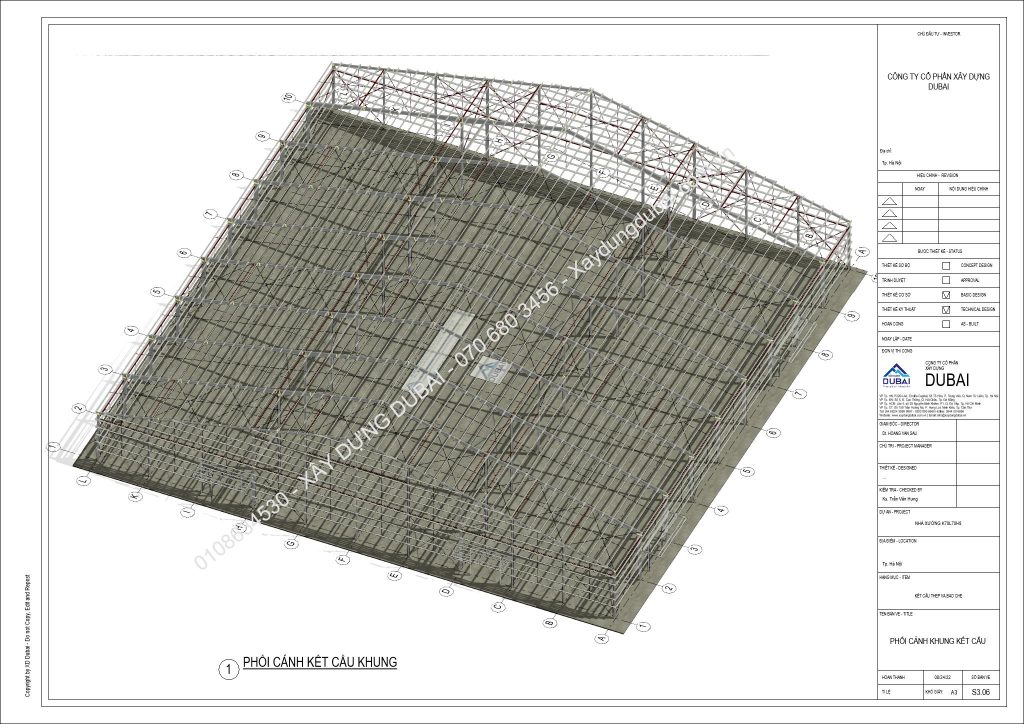 HỒ SƠ THIẾT KẾ NHÀ XƯỞNG RỘNG 70M DÀI 70M CAO 8M MIỄN PHÍ! 15 NX K70L70H8 Sheet S3 06 PHOI CANH KHUNG KET CAU