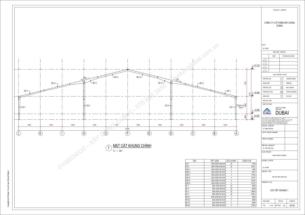 HỒ SƠ THIẾT KẾ NHÀ XƯỞNG RỘNG 75M DÀI 90M CAO 8M MIỄN PHÍ! 12 NX K75L90H8 Sheet S3 03 CHI TIET KHUNG 1