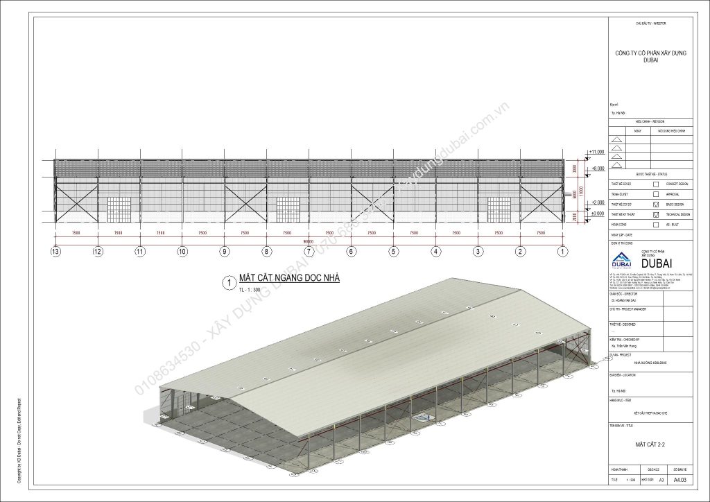 HỒ SƠ THIẾT KẾ NHÀ XƯỞNG RỘNG 80M DÀI 90M CAO 8M MIỄN PHÍ! 11 NX K80L90H8 Sheet A4 03 MAT CAT 2 2