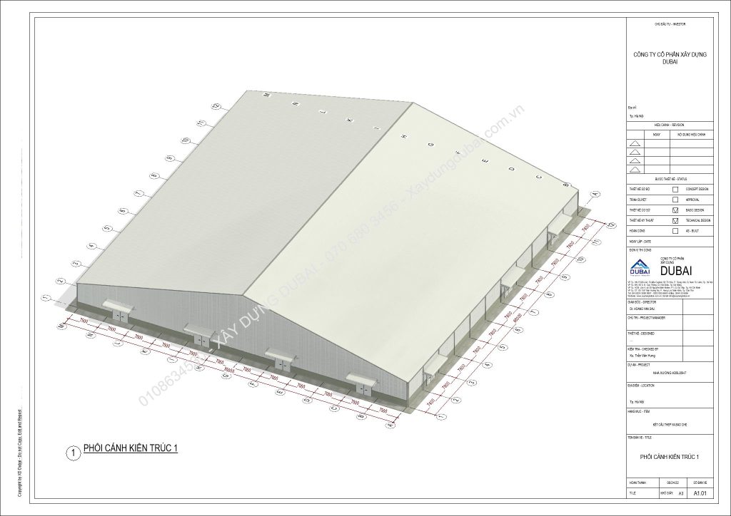 Hồ sơ thiết kế nhà xưởng rộng 85m