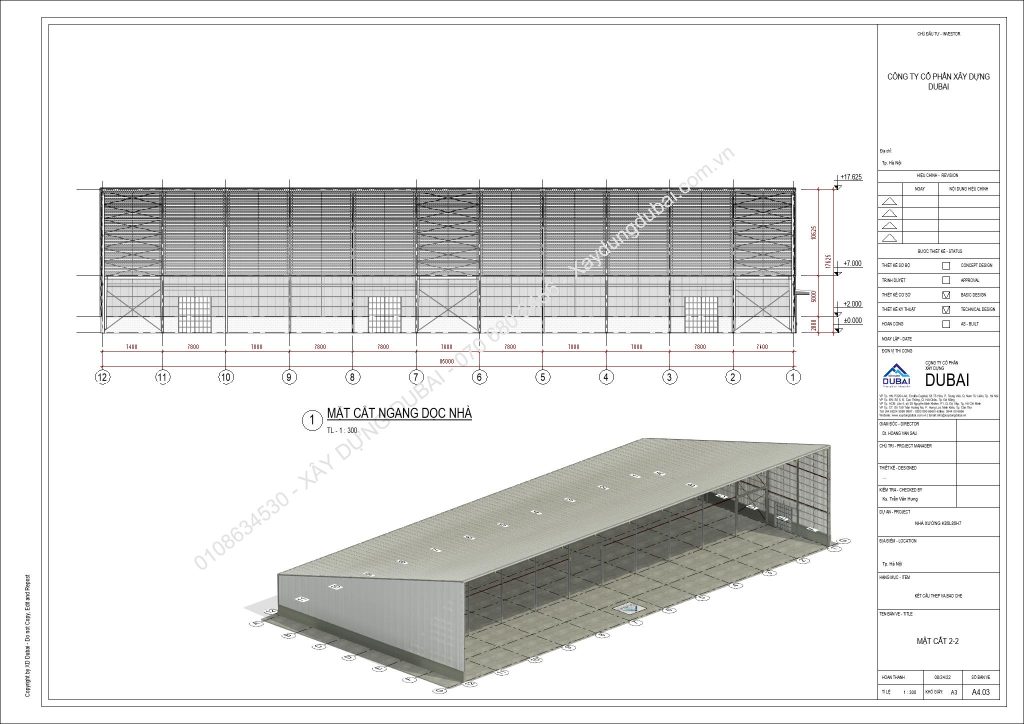 HỒ SƠ THIẾT KẾ NHÀ XƯỞNG RỘNG 85M DÀI 85M CAO 7M MIỄN PHÍ! 11 NX K85L85H7 Sheet A4 03 MAT CAT 2 2
