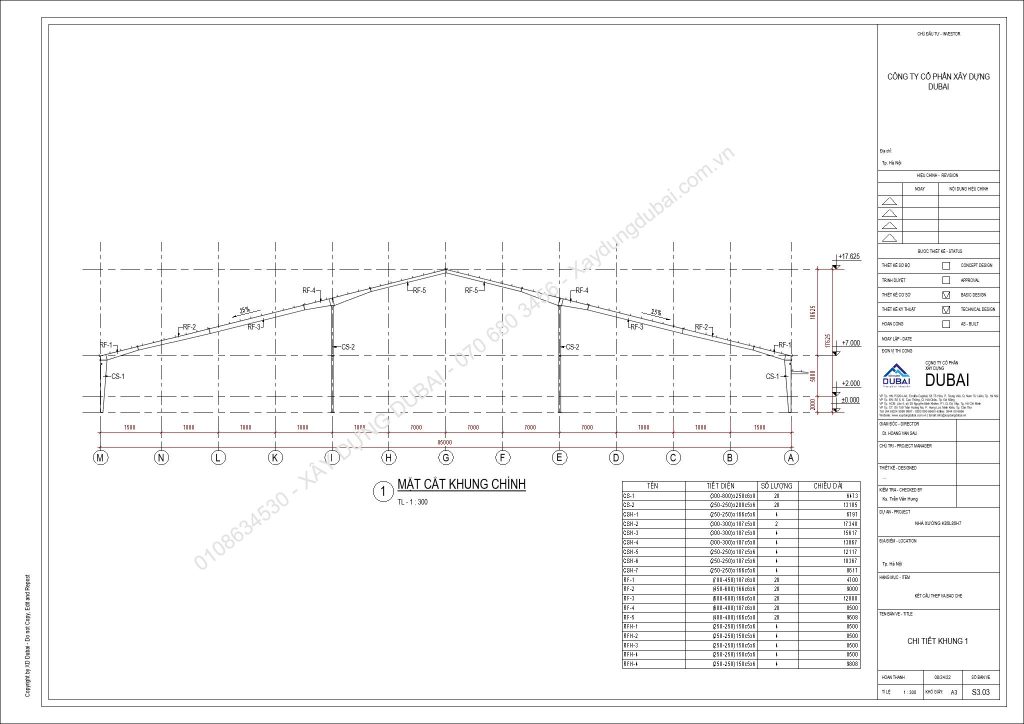 HỒ SƠ THIẾT KẾ NHÀ XƯỞNG RỘNG 85M DÀI 85M CAO 7M MIỄN PHÍ! 12 NX K85L85H7 Sheet S3 03 CHI TIET KHUNG 1