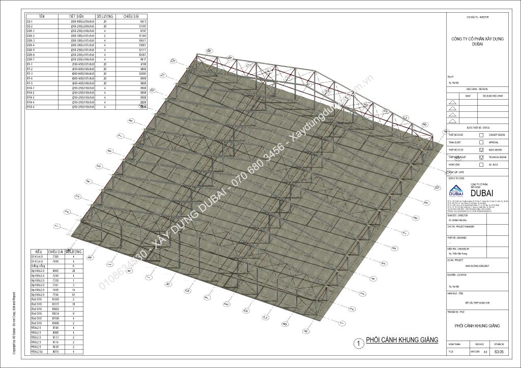 HỒ SƠ THIẾT KẾ NHÀ XƯỞNG RỘNG 85M DÀI 85M CAO 7M MIỄN PHÍ! 14 NX K85L85H7 Sheet S3 05 PHOI CANH KHUNG GIANG